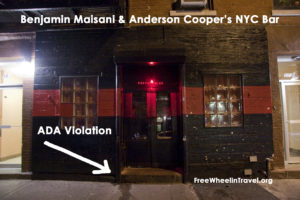Anderson Cooper recently attacked the ADA on 60 Minutes. I discovered his partner Benjamin Maisani owns a bar called Eastern Bloc that is not wheelchair accessible.