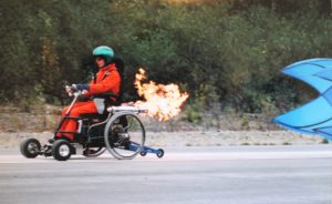 Rocket-propelled wheelchair.